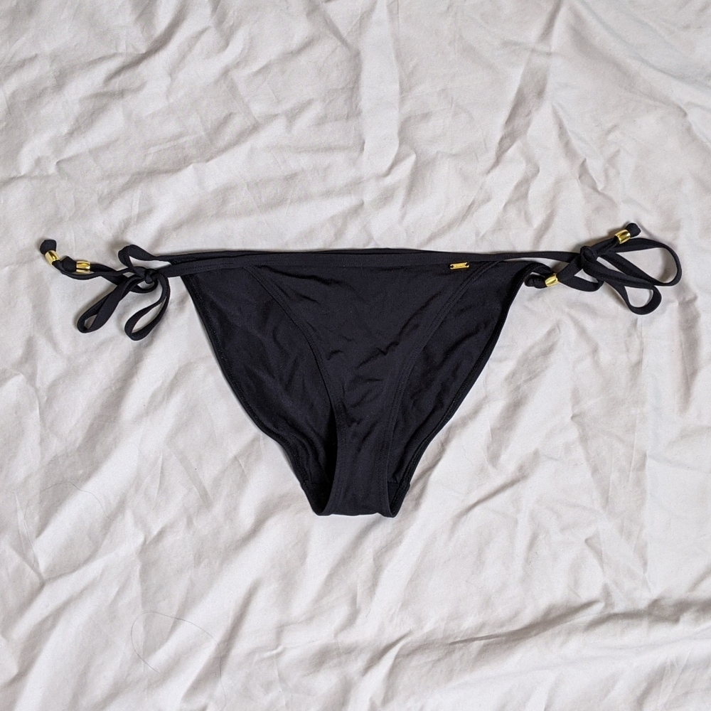Gold Bead Detail Bikini Bottom Black